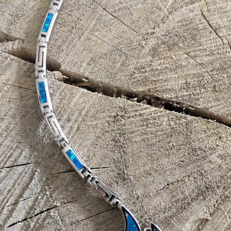 Opalblått halsband, opalhalsband i sterlingsilver 925, grekiska smycken, grekiska opalhalsband, grekiska opalhalsband, opalhalsband bild 2