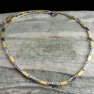 ketting meander-Griekse sleutelkunst, gouden sterlingzilver 925 Griekse meanderketting, bijoux grec, griechischen schmuck, verjaardagscadeau juweel
