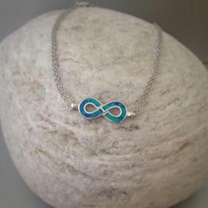 blue opal  infinity bracelet, greek bracelet, sterling silver opal bracelet, greek jewelry,