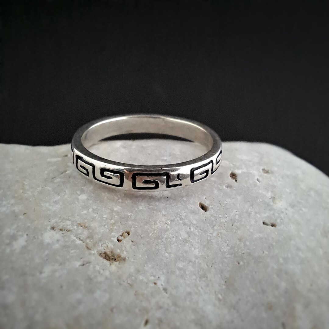 Greek Meander-greek Key Ring, Greek Jewelry,sterling Silver 925 Greek ...