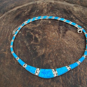 Collar de ópalo azul, colección de joyas griegas de plata de ley 925, bijoux grec opal colliers, opal griechischen halsketten, opal collane imagen 4