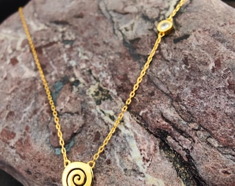 necklace greek spiral, golden sterling silver 925, ancient minoan jewelry, bijoux grec, griechischen schmuck, spirale gioielli argento greco