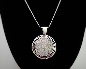 phaistos disc pendant, meander-phaistos sterling silver greek jewelry, minoan jewelry art, phaistos disc jewelry, birthday greek jewel gift