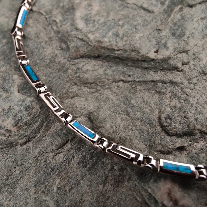 Opalblått halsband, opalhalsband i sterlingsilver 925, grekiska smycken, grekiska opalhalsband, grekiska opalhalsband, opalhalsband bild 9