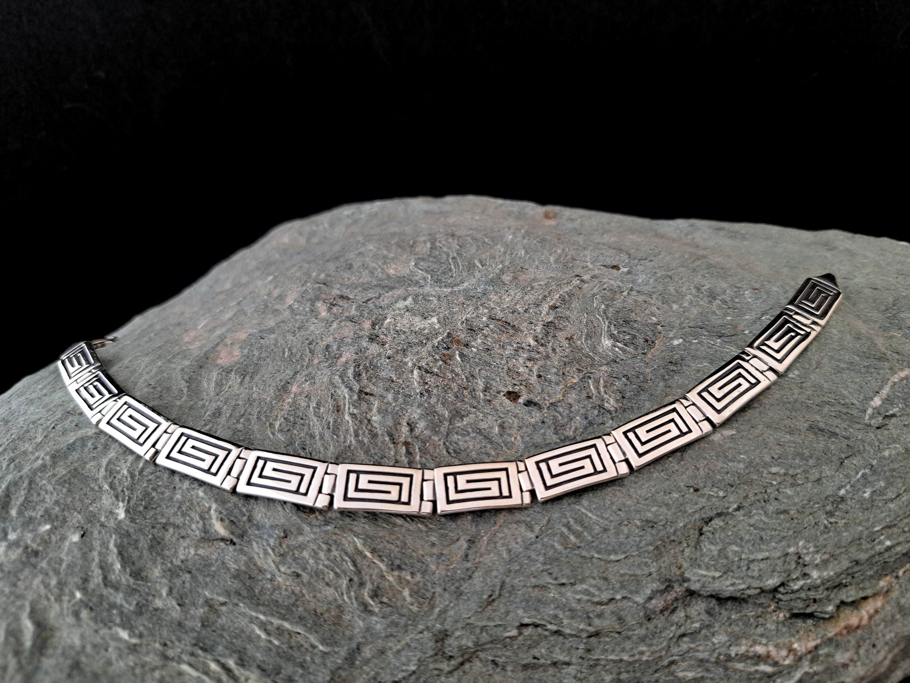 Bracciale Uomo Donna In Argento 925 Con Motivo Chiave Greca – Larghezza 5mm, Lunghezza 18-20cm, Stile Vintage Retrò - 2
