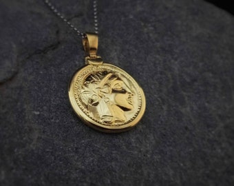 Athena Göttin Anhänger,Athena Anhänger,Athene Göttin gold,antik griechischer Schmuck,Athene Göttin Münze,griechische Göttin Anhänger,Athena Göttin Geschenk
