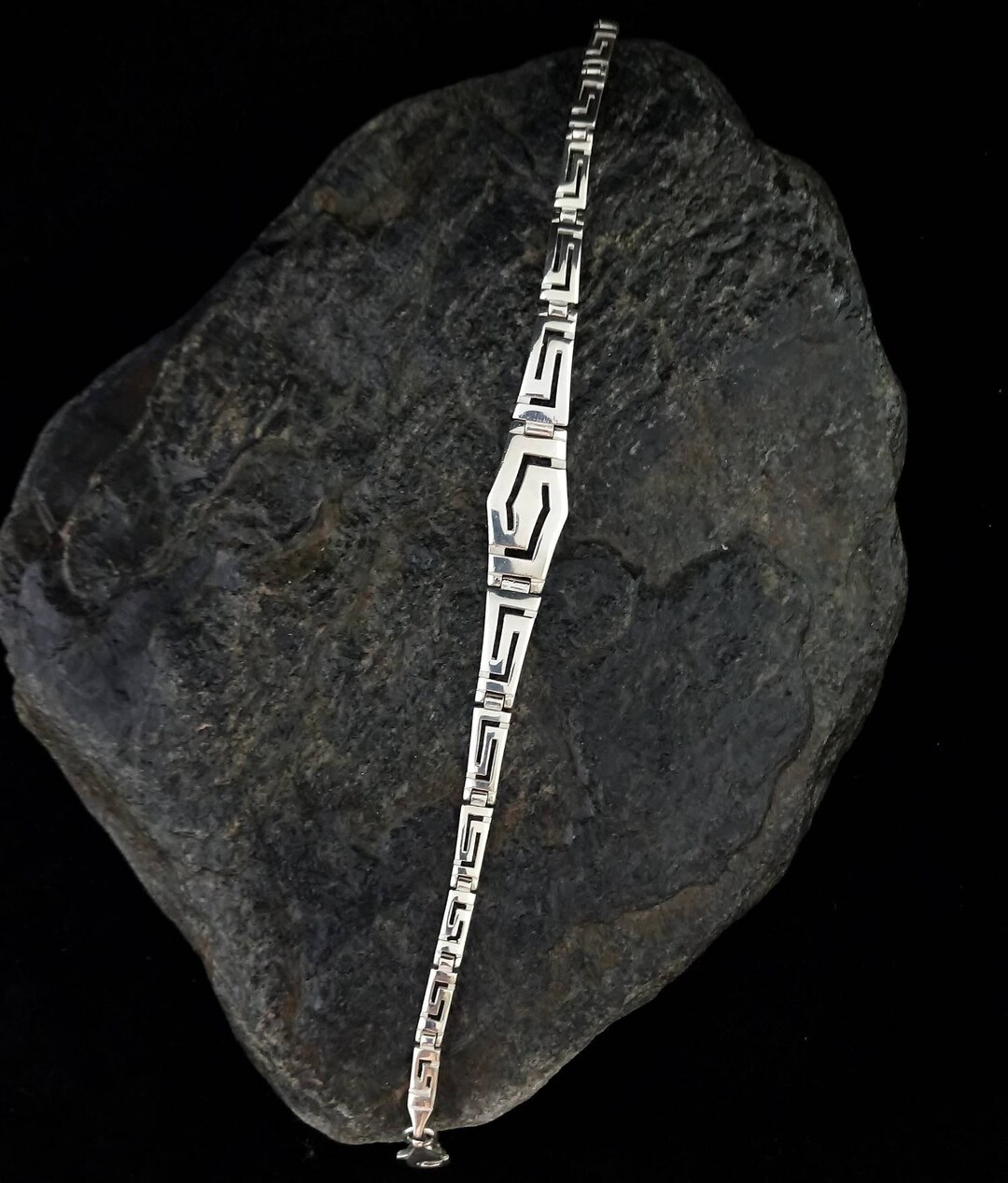 Classical Meander Link Bracelet | Greek Key Design Jewelry | 18K Gold Plated Brass | Museum Reproduction