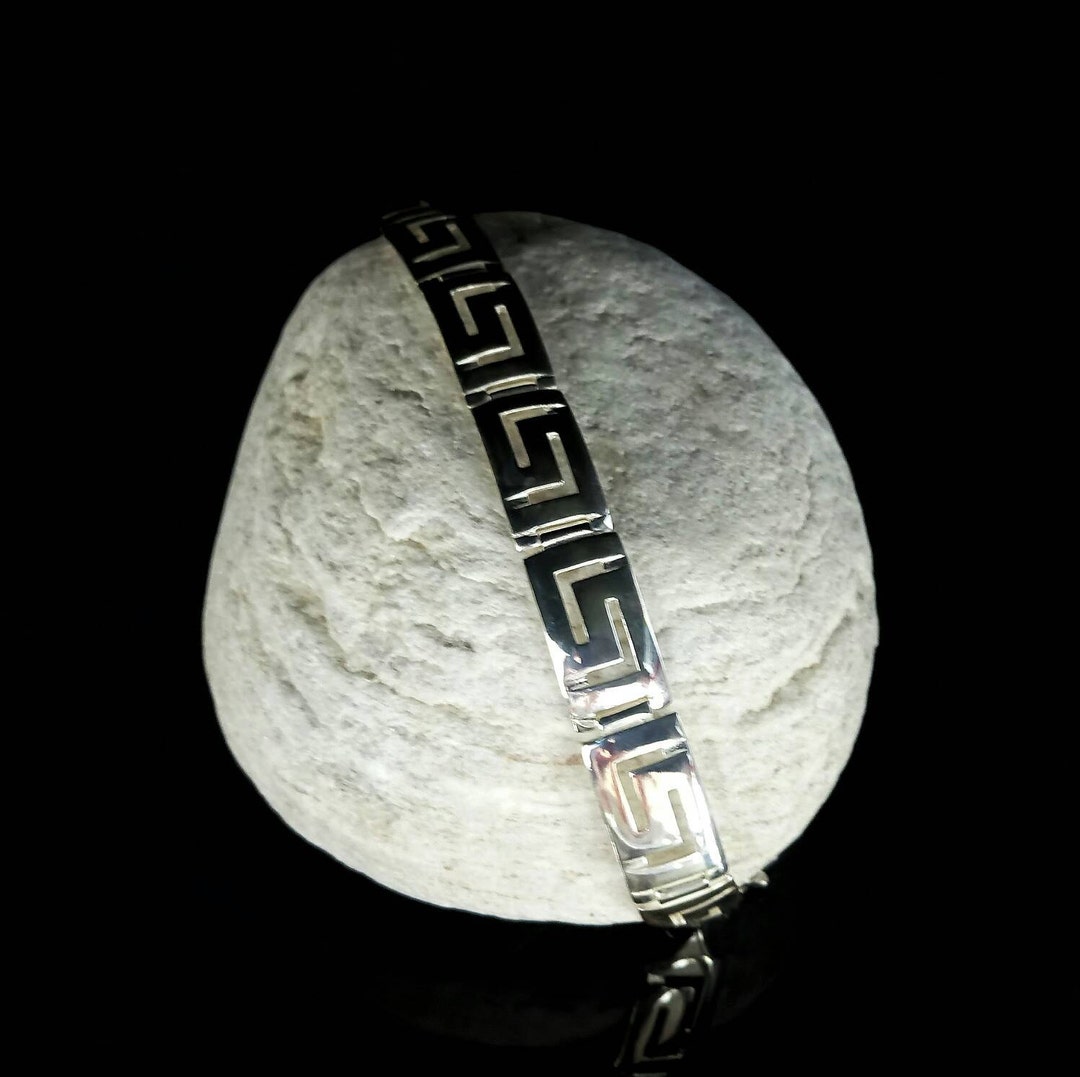 Greek Men Bracelet, Greek Key Bracelet Sterling Silver 925 Ancient