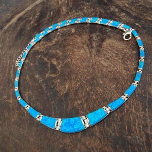 Collar de ópalo azul, colección de joyas griegas de plata de ley 925, bijoux grec opal colliers, opal griechischen halsketten, opal collane imagen 8