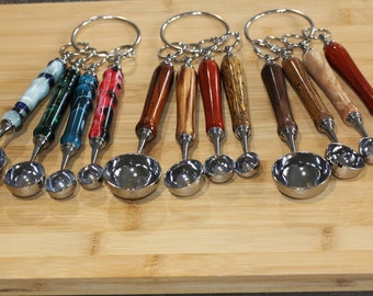 Measuring Spoons with Hand Turned Handles in either Acrylic or Domestic and Exotic Woods