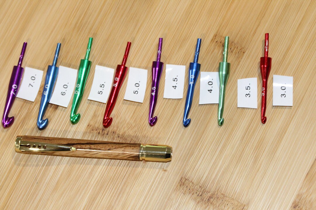 Interchangeable Crochet Hook Set With Zebra Wood Handle Etsy