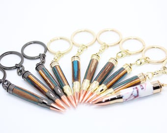 Porte-clés Bullet dans divers matériaux et calibres