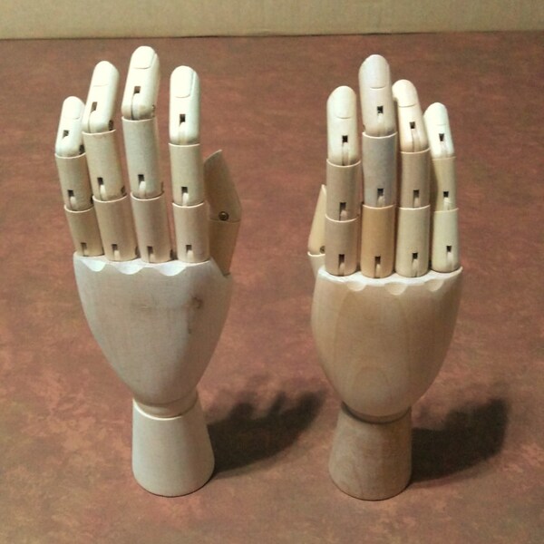 Hand Form Model, Medium Size, Hinge Fingers and Wrist, Beech Wood / Natural Color / Poseable / Hand Display / Drawing Model / Left / Right