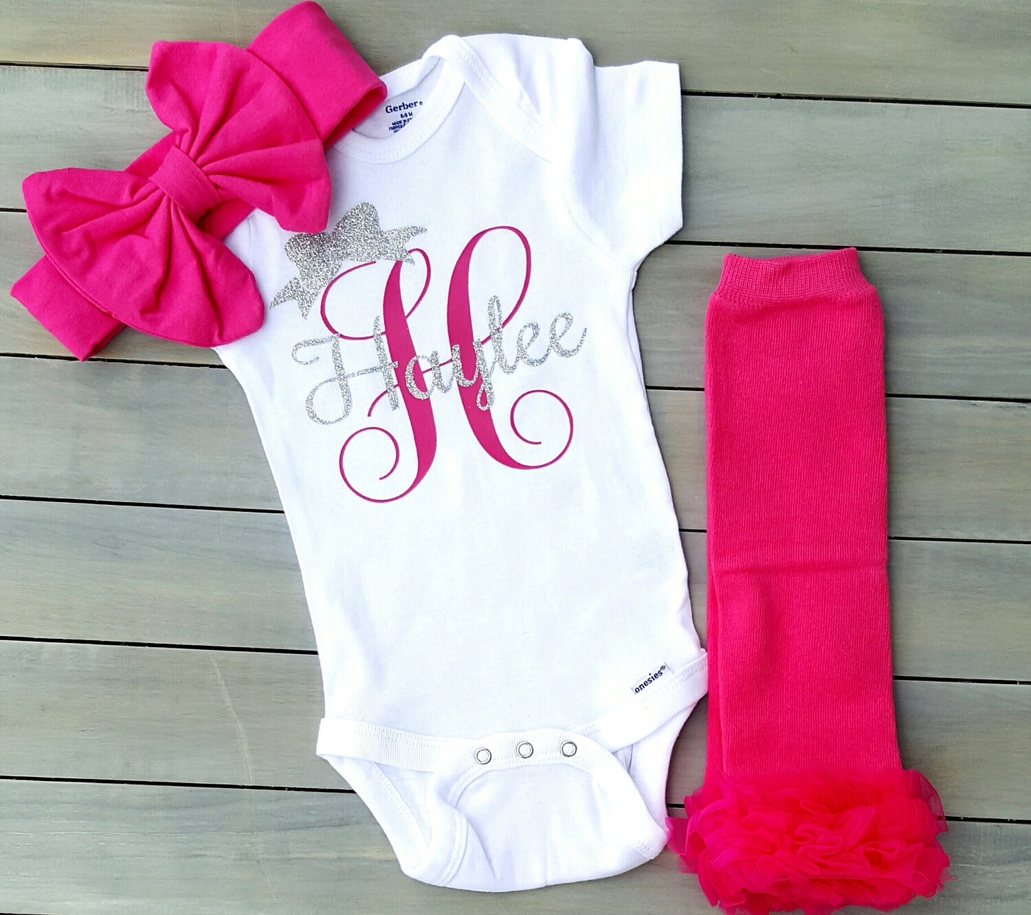 Baby Girl Monogram Onesie Personalized Girl Onesie Monogram Etsy