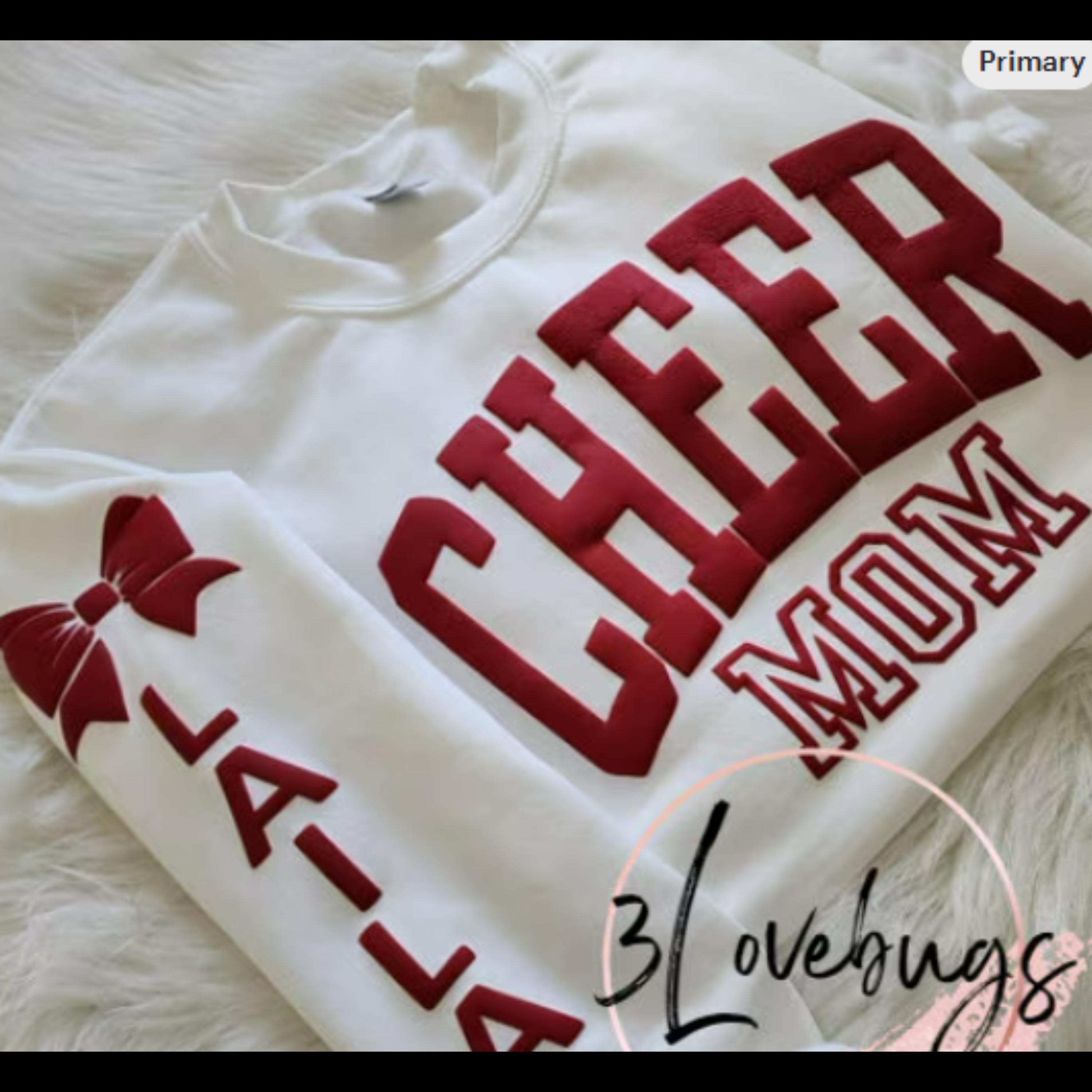 Personalized Cheer Mom sweatshirt,Custom Team Sweatshirts,Custom Cheer Mom,Sweatshirt with Kids Name on Sleeve,Cheerleading Shirt,Puff vinyl