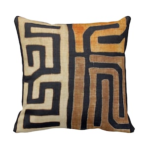 DIGITALLY PRINTED - OUTDOOR Kuba Print Throw Pillows/Covers, Tan/Black 14, 16, 18, 20, 26" Sq Pillows/Covers, Geo/African/Tribal/Boho/Cloth