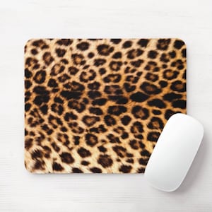 Leopard Print Mouse Pad, Animal Pattern Mousepad, Big Cat Spots, Camel/Caramel/Brown/Black Spotted/Spot/Design/Pattern
