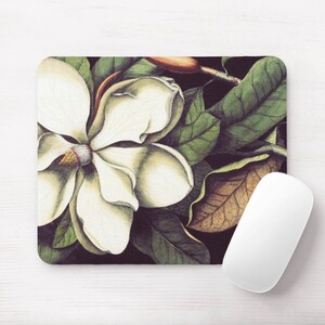 May include: A white magnolia flower with green leaves on a dark background. The flower is in full bloom and has a delicate, feminine appearance.