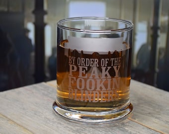 Peaky Blinders-By Order of the Peaky Fookin Blinders Etched Glassware Popular t.v. series stackable collection