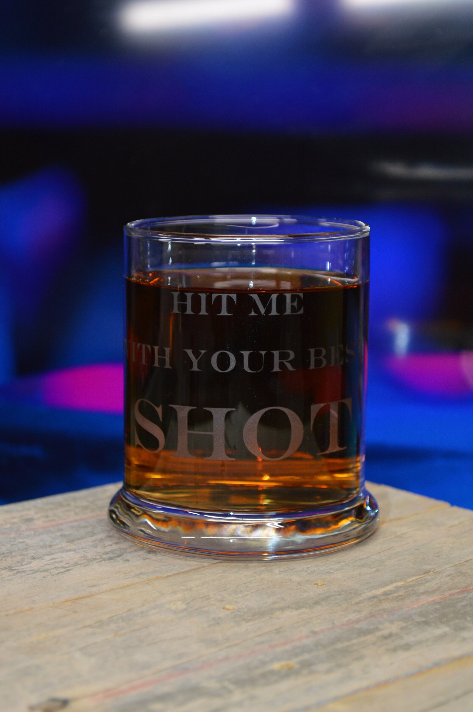Hit Me With Your Best SHOT Mix Drink Etched Whiskey Glass Etsy