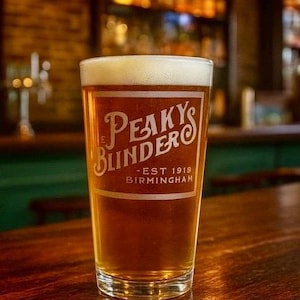 Glass Pub Glasses, 16 oz. Antique style Peaky Blinders popular tv series birthday or great gifts