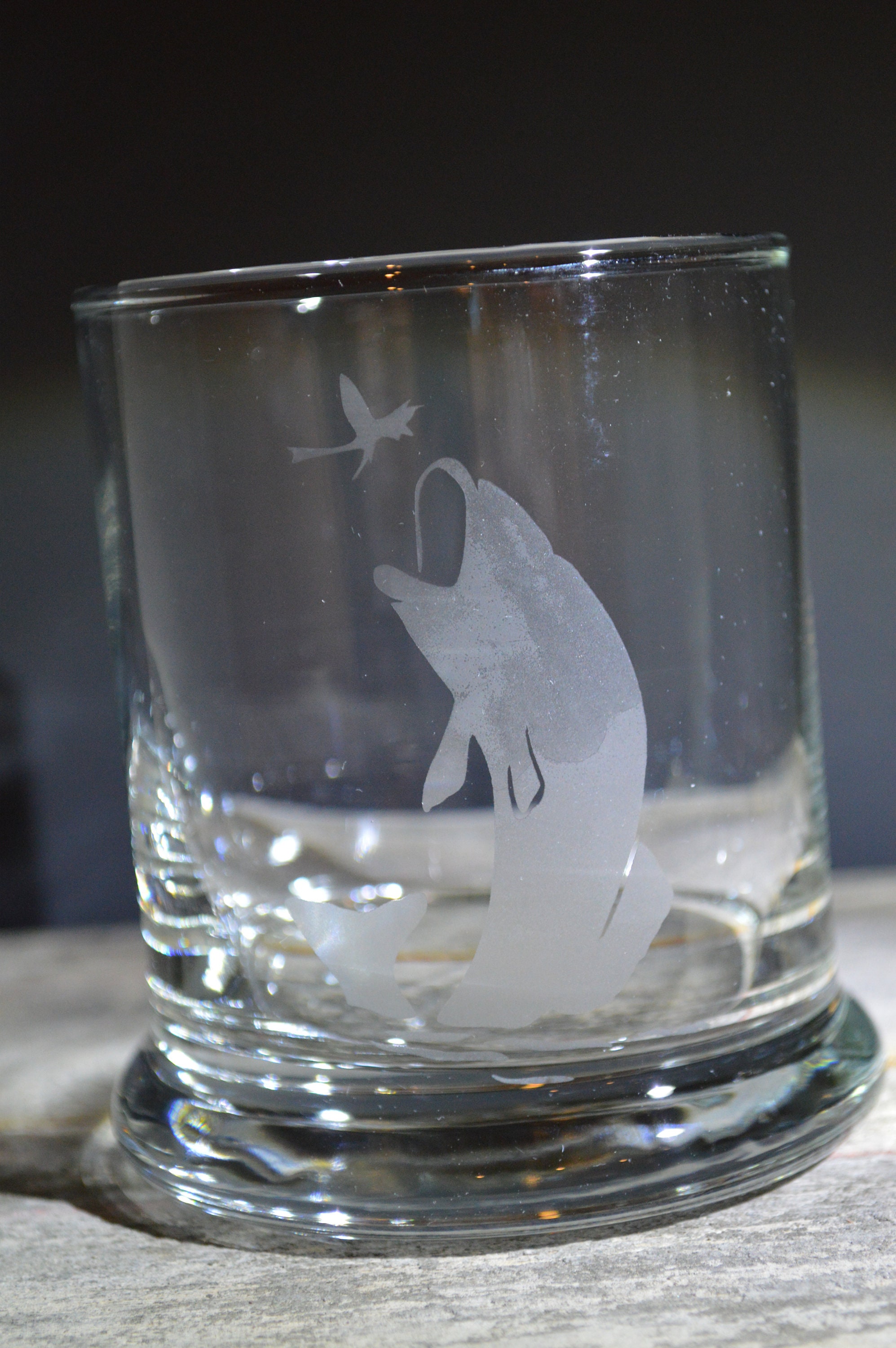 Fish Catching a Fly Tumblerwhisky Drinking Glassetched Fish Etsy