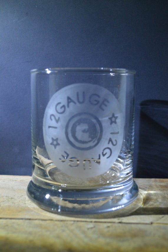 12 Gauge Shot Gun Shell Whisky Tumbler Glass Etched Great Etsy