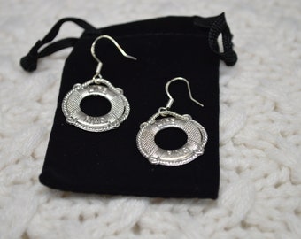 Hand Made  Life Ring Dangle Earrings