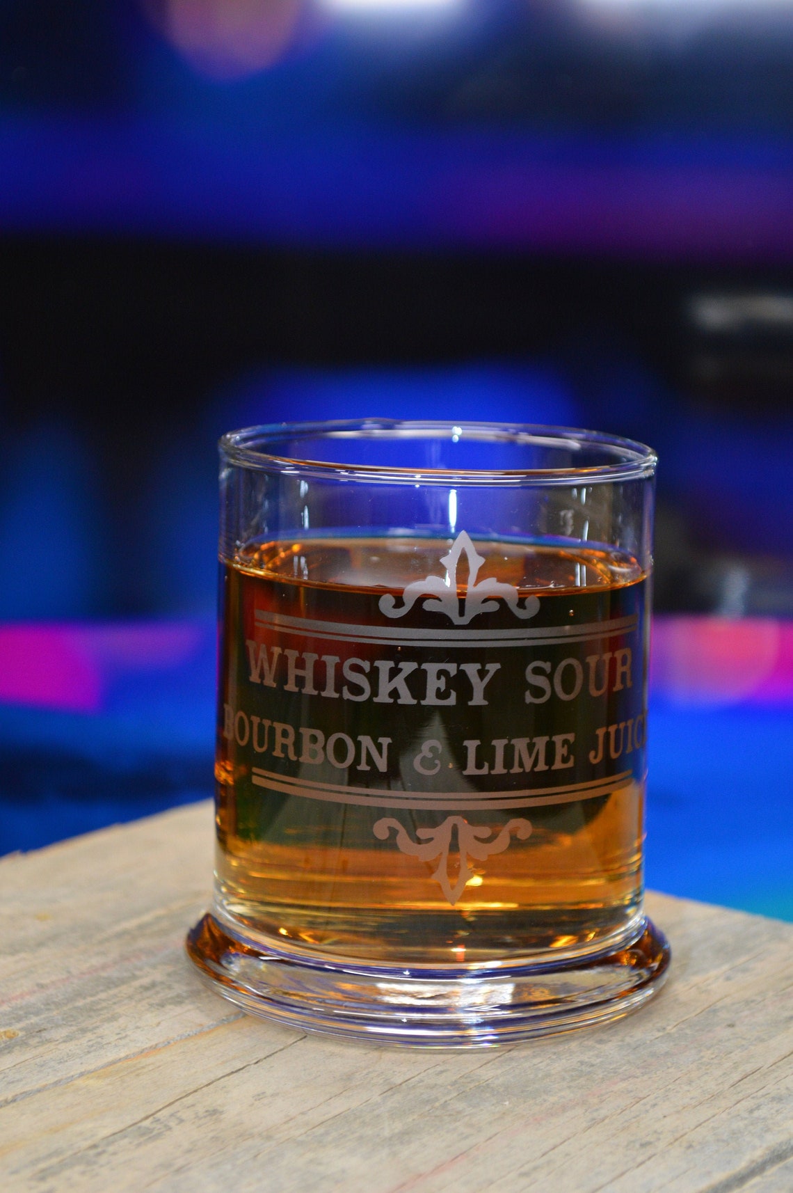 Whiskey Sour Mix Drink Etched Whiskey Glass Great Gifts Etsy