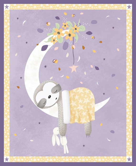 SLEEPY SLOTH Purple Baby Quilt Kit 54