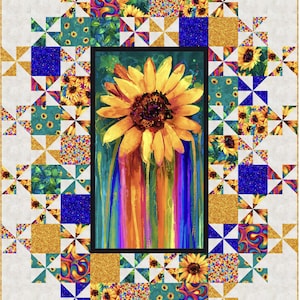 Sunflower Sundance Quilt kit 60&quot; x 78&quot; by Timeless Treasures Grand Central