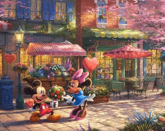 Disney Mickey Mouse and Minnie Dreams Panel by Thomas Kinkade From