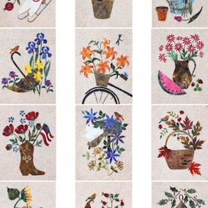 Seasonal Silhouettes 12 month Laser cut quilt kit! Laundry Basket Quilts - Block of the Month Quick and Easy Fusible Applique Quilt Kit.