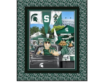 MSU Michigan State University quilt kit -QUICK and EASY Go Sparty! Go Green Go White!