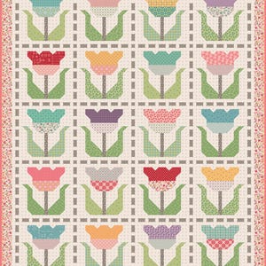 LORI HOLT! Piece and Plenty Stitched Tulip Quilt Kit  for Riley Blake Fabrics # KT-15870