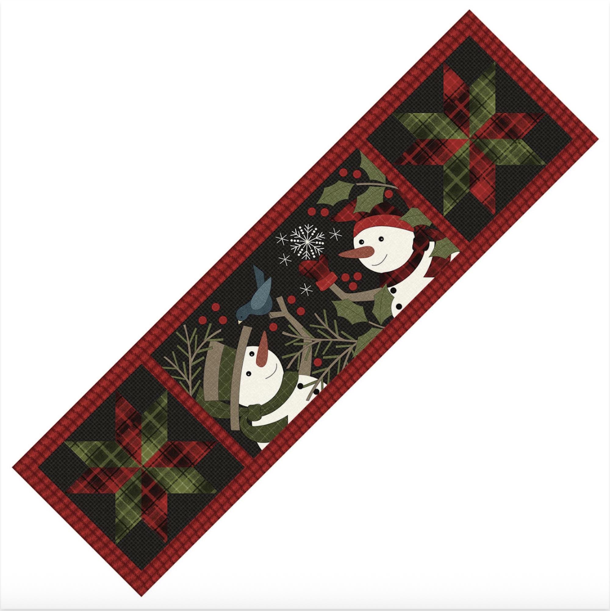 Kit Couette En Flanelle Holly Jolly Avec Accroche Murale Et Chemin De Table - Neuf, Thème Bonhommes De Neige