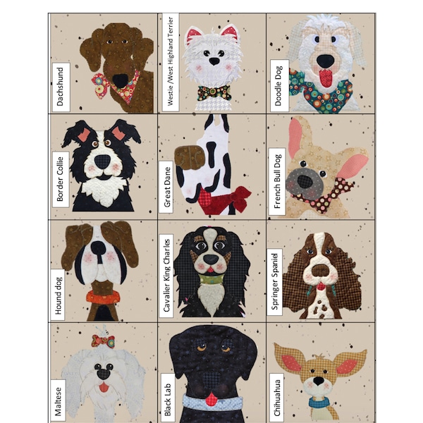 Dog Quilt Precut Quilt Kit TWO - Quick & Easy Laser Cut Applique Quilt Kit by the Whole Country Caboodle