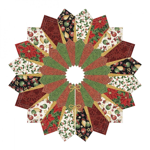 Dresden Quilted Fox TREE SKIRT quilt kit! #QFDTS3-161 Hoffman Fabrics 40 inches wide