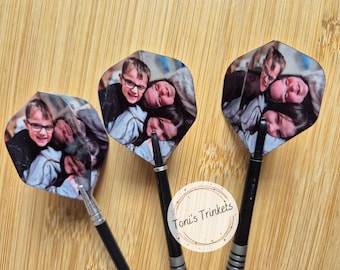 Custom Photo Dart Flights, Personalised Darts Set (Set of 3)