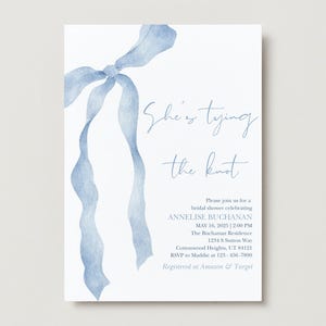 Bridal Shower Invitation Template, She&#39;s Tying the Knot, Digital Download, Canva, Simple, Trendy Bridal Shower Invite, Customizable