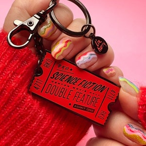 Science Fiction Double Feature Rocky Horror Ticket Keychain - RHPS Keyring Purse Charm - Rocky Horror Keyring
