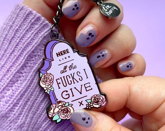 Here Lies Grave Keychain - Halloween Pin Keyring Purse Charm