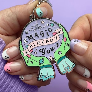 The Magic Is Already In You Crystal Ball Keychain - Celestial Witchy Fortune Teller Keyring Purse Charm