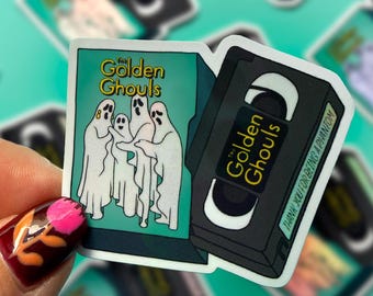 Holographic Golden Ghouls Halloween VHS Tape Sticker - Haunted Blockbuster 90s Vinyl Sticker