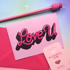 Love U Card - Biglietto di San Valentino - Biglietto di Galentine - Biglietto tipografico - Biglietto con lettere di San Valentino - Biglietto per San Valentino - Biglietto Galantine