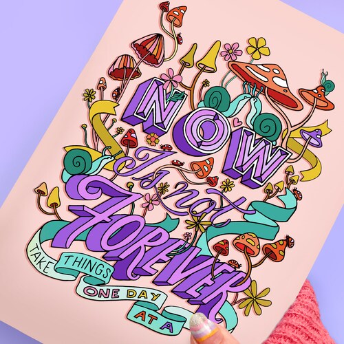 Now is Not Forever A5 Lettering Print Inspirational Etsy