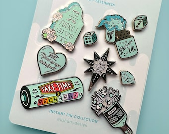 MINT Pin Enamel Bundle - Instant Enamel Pin Collection Stocking Stuffer - 9 Pins Stocking Filler Pastel Goth