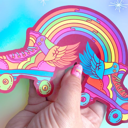 Rainbow Roller Skate Sticker Roller Derby Sticker XL Etsy