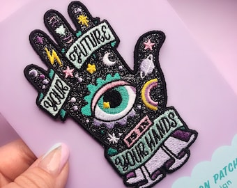 Your Future Is In Your Hands Embroidered Iron On Patch - Palm Reader Patch - Mental health Patch - Halloween Patch - Fortune Teller Patch