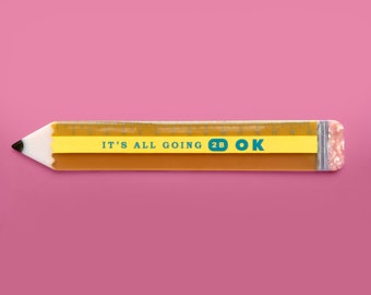 Pencil Novelty Cellulose Acetate Ruler, Mental Health Themed 15cm Soothing Stationery Ruler